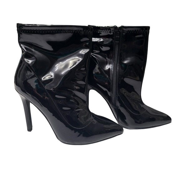 torrid Shoes - Torrid Black Patent Faux Leather Stiletto Ankle Boots 8.5 WW 18438739